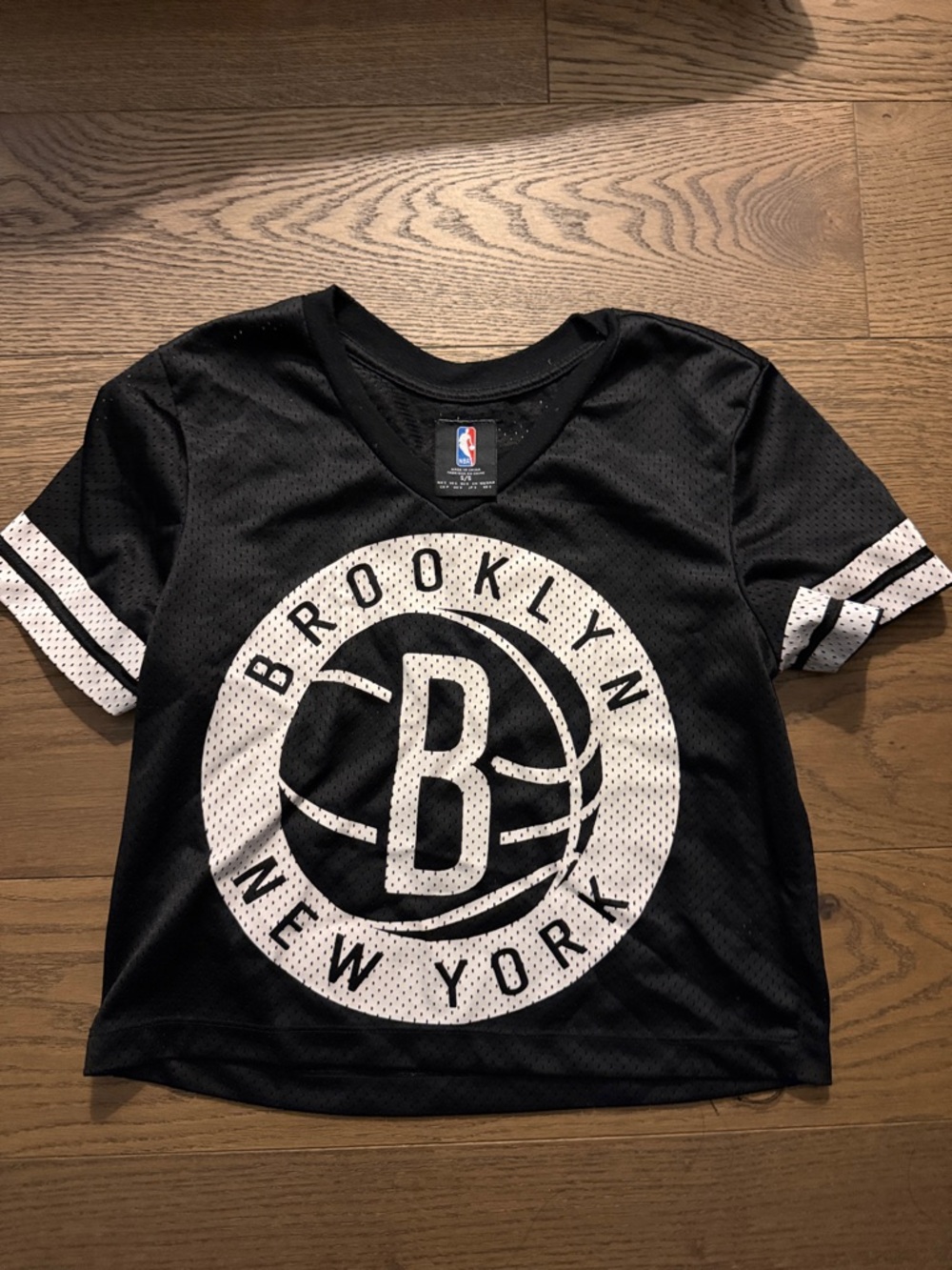 NBA Brooklyn Nets Black and White Crop Top